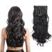 UILYNIU Black Clip in Hair Extensions Black Hair Extensions Clip in Curly Synthetic Clip in Hair Extension Synthetic Fiber Hair Pieces for Women 23 Inch Seamless Hair Extensions Clip in (Black)