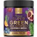 Greens Powder Superfood Supplement - Super Green Smoothie Mix Blend with Spirulina Wheat Grass Chlorella Beets Digestive Enzymes Antioxidants - Vegan Non-GMO Natural Berry Flavor - 30 Servings