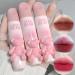 Sitovely 3PCS Cute Bear Matte Lipstick Set Velvet Lipgloss Matte Lipstick Moisturizing Velvet Lip Gloss Long Lasting Pink Color Lip Glaze (B)
