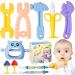 8 PC Baby Teething Toys  Teethers Set for 0-6  3-6 Months & 6-12 Months  Baby Essentials  Infant Toys  Baby Chew Toys Set  Food Grade Silicone  Hammer Wrench Spanner Pliers Fruit Giraffe Shape Teether