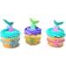 Mermaid Cupcake Toppers Party Favors Supplies- 12 Cupcake Boxes 12 Tail Rings 12 Star Fish Bracelets Birthday Candles and Birthday Button - Buy Online on GoSupps.com
