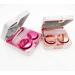 Eye Contact Lens Case Marble Travel Box 2 PCS Container Lens Kit Portable Contact Case Holder with Mirror Care Solution Bottle Tweezers Container (Rose Gold+Rose)