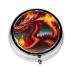 Dragon King in Fireround Pill Box 3 Compartment Round Pill Box Organizer #Portable Travel Pill Box for Traveling.