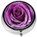 Purple Rose Mini Round Pill Box | 3 Compartment Travel Organizer | Portable Medicine Case for Pocket & Home - Buy Online on GoSupps.com