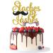 Tenhaisi Staches or Lashes Cake Topper - Gender Reveal Party Decoration Supplies - Boy or Girl/He or She Baby Shower Cake Decor - Gold Glitter Cake Topper