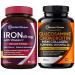 Doctor's Recipes Iron 65 mg & Glucosamine Chondroitin MSM Bundle Healthy Iron Levels & Comfortable Joints Iron Tablets 60 ct & Joint Support Tablets 90 ct