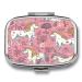 Pill Box Unicorns Print 2 Compartment Medicine Pill Case Pill Organizer Decorative Metal Portable Pill Box for Pocket Or Purse