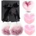 Soulnioi Bath Set of Bubble Bath Bombs Pink Heart Shape Fizzy Bubble Spa Pink White Shower Pouf Bath Loofah Pink Heart Shape Love Scented Candle Anniversary Birthday Valentines Bath Gifts Pink Candle