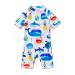 BONVERANO Baby Boys Swimsuit Toddler Bathing Suit Short-Sleeve Zipper One Piece Swimwear with UPF 50+ Sun Protection 9-12 Months White Fish