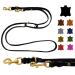 Dog liner grease leather brass small dogs / large dogs 2m / 2.40m / 2.80m / 3.50m / 5m Double linen adjustable (2.40m x 8mm black) 2.40m x 8mm black