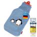 Snoozy hot water bottle with soft and cuddly cover XXL with 2 litre volume for long-lasting warmth 100% natural rubber (penguin)