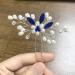Flower Bridal Hair Pins Pearl Bride Wedding Hair Accessories Rhinestone Hair Piece for Women and Girls(Blue) - Buy Online on GoSupps.com