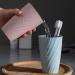 Digjobk Toothbrush Mug & Toothpaste Holder - Beep Blue Plaid Bathroom Accessory | Travel & Morning Cups - Buy Online on GoSupps.com