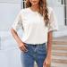 Short Sleeve Blouse Lace Sleeve Blouse Casual Stylish for Women for Shopping (M) White - Buy Online on GoSupps.com
