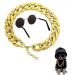 Cats sunglasses retro kitten sunglasses with rose gold chain eye cats UV protection classic sunglasses classic small cat glasses for photo props pet decorations (yellow)