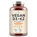 AMANDEAN Vegan Vitamin D3 K2. 5000 iu from Algae. All-Trans MK-7. 120 Softgels. Plant-Based & Carrageenan Free. Organic Coconut Oil Blend. for Mood Bones Heart Immune Health (Packaging May Vary)
