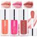 Plumping Lip Oil(3 Pcs)  Hydrating Lip Gloss Tinted Lip Balm Transparent Lip Care  Big Brush Head Glitter Shine  Long Lasting Nourishing Non-sticky Fresh Texture