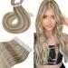 Hetto Extensions real hair tapes blond real hair tape in extensions silky tape extensions real hair hair climbing tape real hair ash blonde highlights #p17/23 40cm 50 cm 1-1 #17/23 blonde highlight