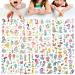 18 Sheet Temporary Tattoo for Kids  Glitter and Gold Stamping Tattoo Stickers Cute Body Art Waterproof Long Lasting Tattoos For Girls Birthday Party Goodie Bag Stuffers Fillers Gift (Mermaid)