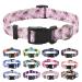 Mihqy dog collar adjustable soft & comfort dog collar Bohemian flowers geometric trunk design for small medium and large dogs (small white flowers L) L (neck circumference 38-63 cm width 2.5 cm) Small white flowers