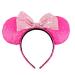 Konger Lovely Colorful Mouse Ears with Pink Big Bow Headband Hoop Hair Accessories for Girls Birthday Party Travel (Pack of 1  Dark Pink) Pack of 1 Dark Pink
