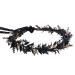 MOSTORY Handmade Elf Black Flower Crown - Gothic Adjustable Floral Tiara Headband Dark Fairy Hair Wreath Medieval Accessory for Halloween Carnival Wedding Cosplay Mardi Gras