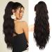 Brikabia ponytail extension 66cm long braid ponytail hair extension beach wavy natural clip in ponytail hair part art hair for women black brown