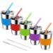 Vermida Kids Cups with Straws and Lids 12oz Spill Proof Toddlers Straws Tumbler with Lids Stainless Steel Smoothie Sippy Cups with Lids Metal Toddler Preschooler Cups with Lid for School Outdoor 12oz green orange blue pu...