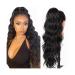 Human Hair Ponytail Hair Piece Body Wave Ponytail Hairpieces Brazilian Human Hair Clip in Wave Curly Ponytail Extensions Natural Black Drawstring Ponytail Extension for Women Ponytail Hairpiece for 22inches