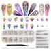 180+1728 Pcs Nail Rhinestones, AB Crystal Rhinestones for Nails, Flatback Crystals with Mixed Shapes and Sizes for Nail Art, Clothes, Jewelry AB 180