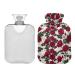 Hot Water Bottle 2L with Cover Red Roses Flowers Hot Water Bag for Pain Relief Hand Feet Warmer Winter