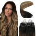 Youngsee Microring Extensions Balayage 40cm Extensions Real Hair Microring Extensions Real Hair Dark Braun Balayage Blonde Microring Hair Extensions Remy Hair 50g #2/6/24 40 cm-Micro 3-4- #2/6/24