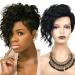 SEVENCOLORS Short Curly Wigs for Black Women - Natural Wavy Black Wig with Bangs - Afro Short Synthetic Hair - Buy Online on GoSupps.com