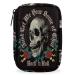 Rock in Roll Skull Roses Pill Case Weekly Medicine Organizer with Travel Bag Seven-Day Pill Box Vitamin Supplement Box Fish Oil Pills Holder