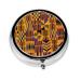 African Tribal Ethnic Texture Portable Metal Pill Box Round Mini 3-Compartment Plastic Insert hinged Fastening Design Suitable for Small Pills Must-Have for Travel Black