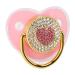 Baby Schnuller - Heart shape shiny baby pacifier nipple personalized glitter crystal luxurious pacifier ideal gift bling pacifier for girls shower newborns (pink)