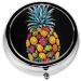 Colorful Pineapple Printed Mini Round Pill Box - 3 Compartment Travel Pill Organizer | Portable Medicine Case for Home & Office - Buy Online on GoSupps.com