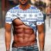 Funny Christmas T-Shirts for Adults - Novelty 3D Fake Abs Print Muscle Tee - Light Blue - Size Large - Buy Online on GoSupps.com