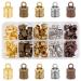 PH PandaHall 100pcs Cord Ends Leather Tassel Cap 5 Color Barrel Alloy Leather Cord Ends Cord Link Buckle Glue-in End Cap for Kumihimo Barrel and Jewelry Making (16x9mm  Hole: 3mm)