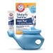 GuruNanda Arm & Hammer Neti Pot with 50 Salt Packets, Nasal Rinse Kit for Sinus Wash, Helps Relieve Nasal Congestion & Irritation, Allergy Relief, & Dryness, BPA-Free, Adults & Kids, Blue(240 ml) Neti Pot with Saline Packets