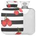 Naanle stripes cherry berry hot water bottle with cover transparent hot water bottle 1l heat bottle for bed hand feet warmer pain relief warmth and cold therapy