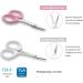 PAFASON Stainless Steel Eyebrow Grooming Scissor Set - Curved and Straight Blades, White+Pink - Buy Online on GoSupps.com