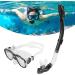 Janzoom Adults Snorkel Set - Tempered Glass Goggles, Adjustable Buckle, Dry Top Snorkel Tube - Ideal for Diving - Black - Buy Online on GoSupps.com