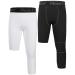 Roadbox Boys One Leg 3/4 Compression Pants 2 Pack - Basketball Tights for Gym Athletic Base Layer Leggings Left-black+white Large