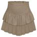 LAEMILIA Womens Elastic Waist Flared Short Skirt Floral Print Pleated Mini Skater Skirt with Drawstring S 02-khaki