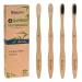 BlauKe Bamboo Toothbrushes Soft Bristles 4-Pack Biodegradable Sustainable Natural Eco-Friendly Black Charcoal Wooden Toothbrushes
