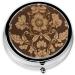 Ornate Floral Mini Round Pill Box | 3 Compartment Portable Pill Organizer for Travel & Home Use - Buy Online on GoSupps.com