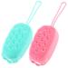 Draduo Bath Brush for Body Silicone Bath Brush  Double Sided Use Body Shower Brush  Cute Bear-Shaped Bath Brush (Green&Pink)
