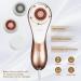 Electric Facial Cleansing Brush - Rechargeable Exfoliator for Deep Cleansing & Massaging | IPX-7 Waterproof with 4 Brush Heads - White & Rose Gold - Buy Online on GoSupps.com