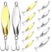 30 Pieces Fishing Spoons Lures, Treble Hooks Fishing Spoons Hard Metal Spoon Lures Spoons for Huge Distance Cast Saltwater Freshwater Fishing in 1/5 oz 1/4 oz 3/8 oz 1/2 oz 3/4 oz Gold,Silver